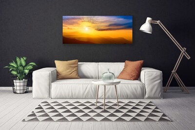 Fototryck canvas Mountain Sun Moln Landskap