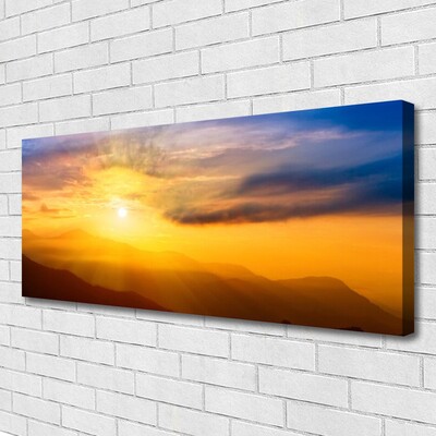 Fototryck canvas Mountain Sun Moln Landskap