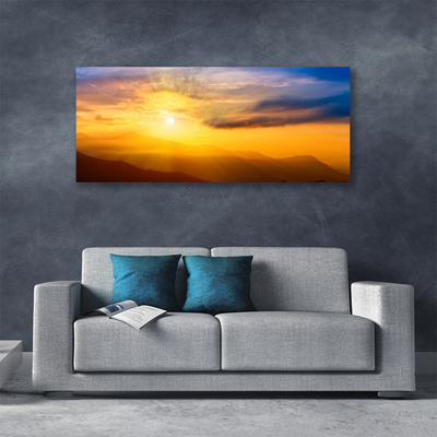 Fototryck canvas Mountain Sun Moln Landskap