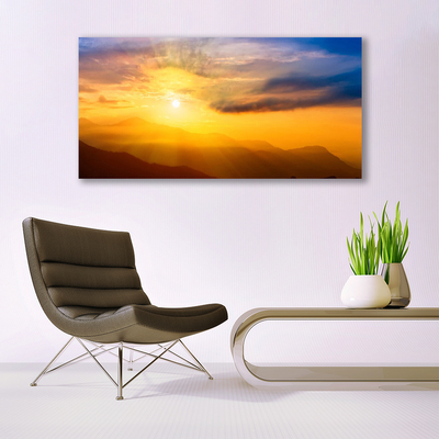 Fototryck canvas Mountain Sun Moln Landskap