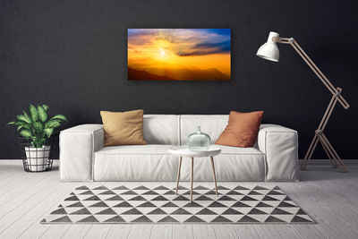 Fototryck canvas Mountain Sun Moln Landskap