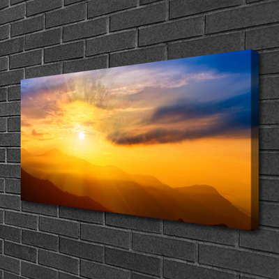 Fototryck canvas Mountain Sun Moln Landskap