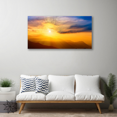 Fototryck canvas Mountain Sun Moln Landskap