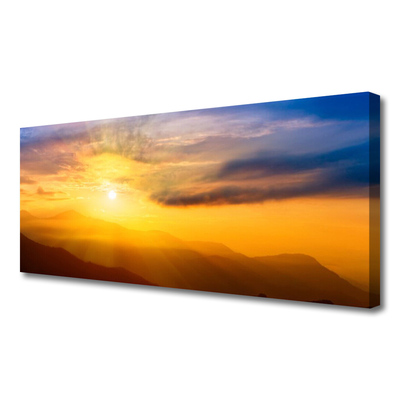 Fototryck canvas Mountain Sun Moln Landskap