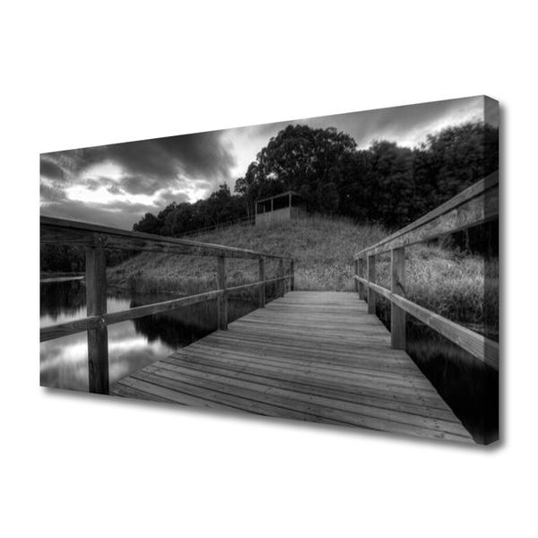 Foto till canvastavla Black and White Lake Pier