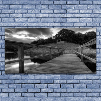 Foto till canvastavla Black and White Lake Pier