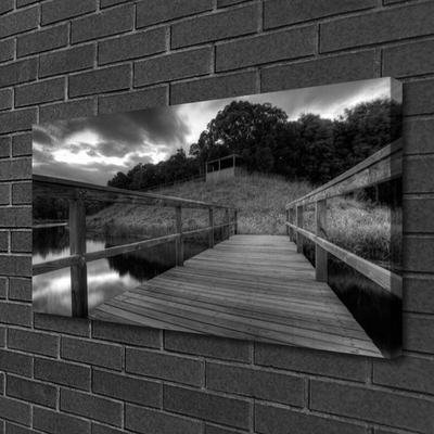 Foto till canvastavla Black and White Lake Pier