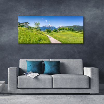 Canvas bild Mountains Meadow Path Valley