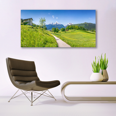 Canvas bild Mountains Meadow Path Valley