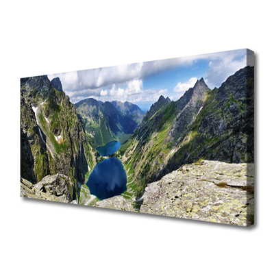 Fototryck canvas Mountains Valley Lake Peaks