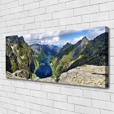 Fototryck canvas Mountains Valley Lake Peaks