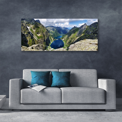 Fototryck canvas Mountains Valley Lake Peaks