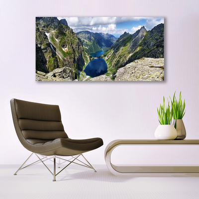 Fototryck canvas Mountains Valley Lake Peaks