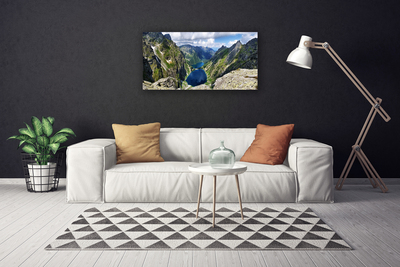 Fototryck canvas Mountains Valley Lake Peaks