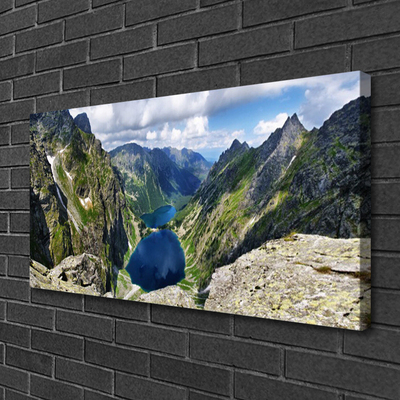 Fototryck canvas Mountains Valley Lake Peaks