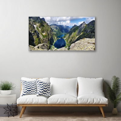 Fototryck canvas Mountains Valley Lake Peaks