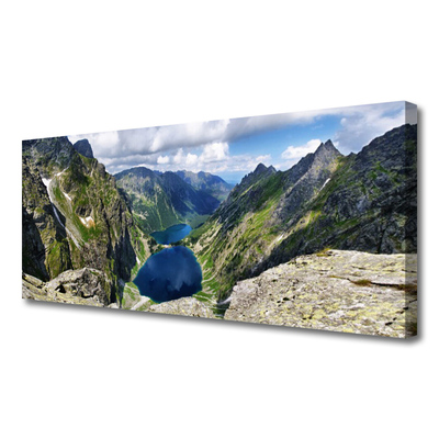 Fototryck canvas Mountains Valley Lake Peaks