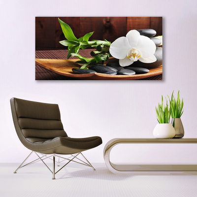 Canvas bild Zen bambu vit orkidé