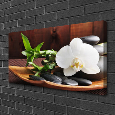 Canvas bild Zen bambu vit orkidé