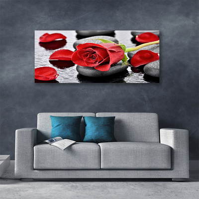 Fototryck canvas Röd rosblomma