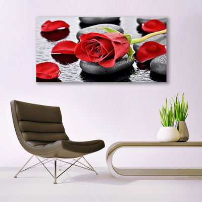 Fototryck canvas Röd rosblomma