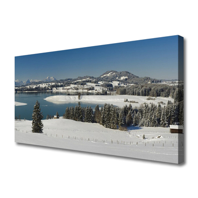 Canvas bild Lake Snow Land of Mountains