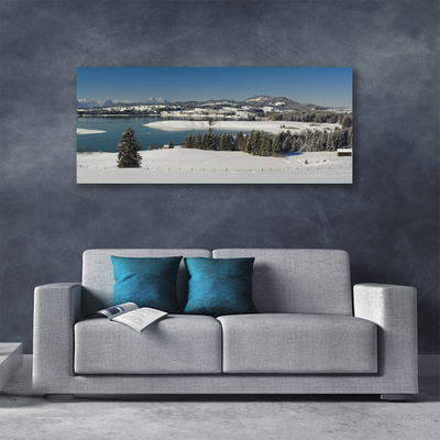 Canvas bild Lake Snow Land of Mountains