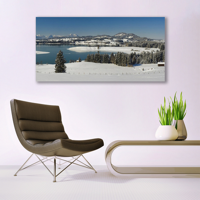 Canvas bild Lake Snow Land of Mountains