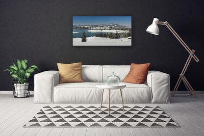 Canvas bild Lake Snow Land of Mountains