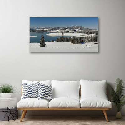 Canvas bild Lake Snow Land of Mountains