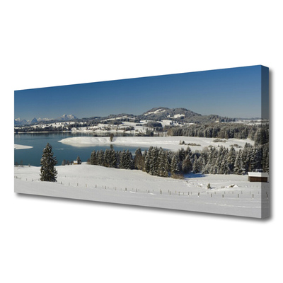 Canvas bild Lake Snow Land of Mountains