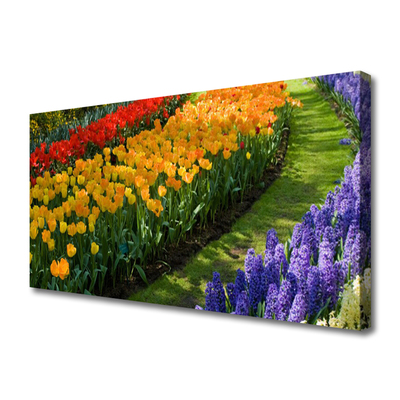 Canvastavla Blommor trädgårdstulpaner