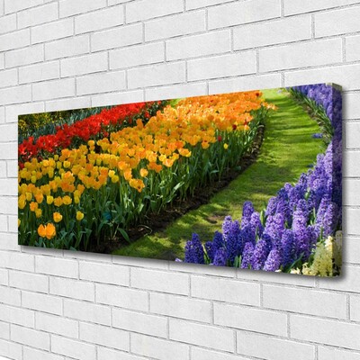Canvastavla Blommor trädgårdstulpaner