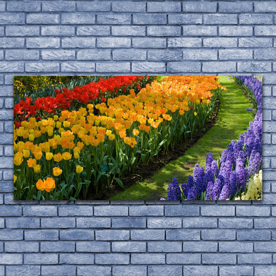 Canvastavla Blommor trädgårdstulpaner