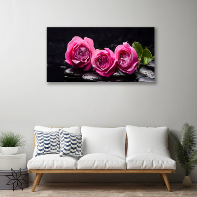 Fototryck canvas Roses Stones Zen Spa Nature