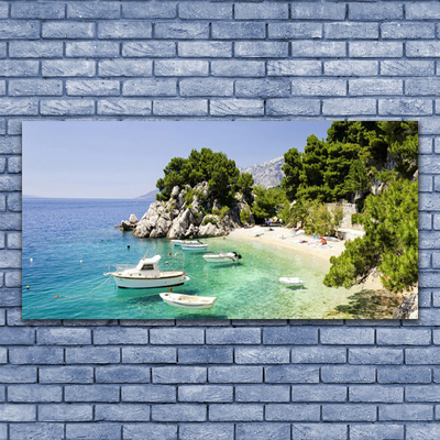 Fototryck canvas Sea Beach Rocks Boats