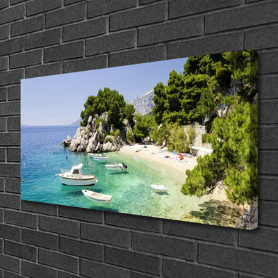 Fototryck canvas Sea Beach Rocks Boats