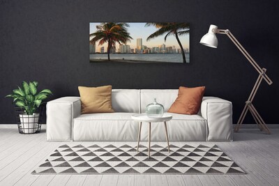 Foto på canvas Palmträd Tropics City Sea