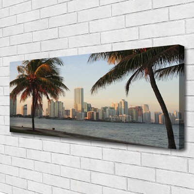 Foto på canvas Palmträd Tropics City Sea