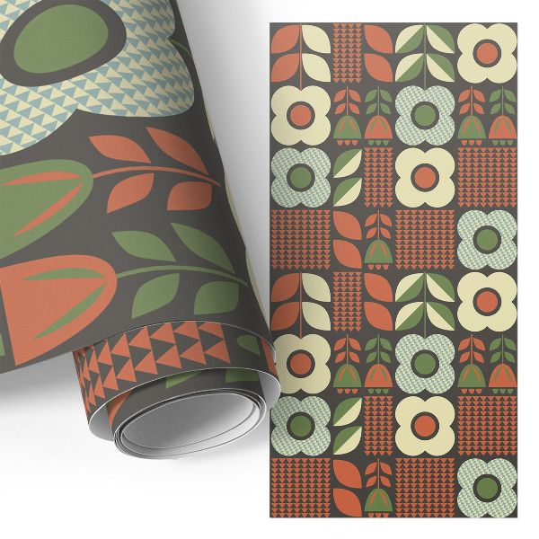 Möbelvinyl Blommor folklore