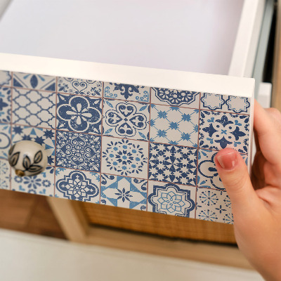 Självhäftande möbelfolie Blå mosaik