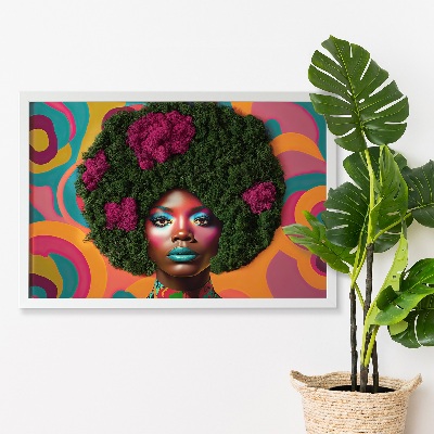 Bild med mossa Kvinna med afro