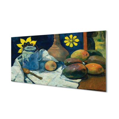 Glastavla Stilleben med en kanna te och frukt - Paul Gauguin