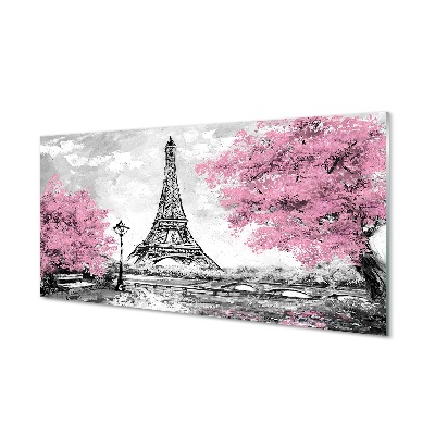 Glastavla Paris vårträd