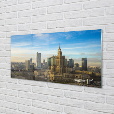 Glasbild Warszawa Panorama av skyskrapor