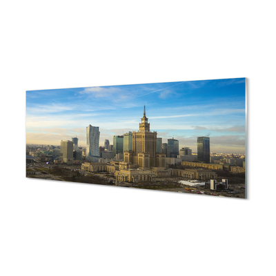 Glasbild Warszawa Panorama av skyskrapor