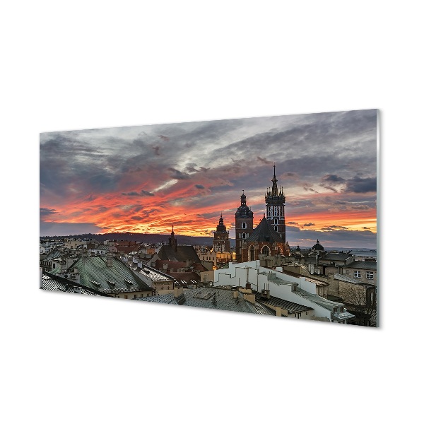 Glas bild Krakow solnedgång panorama