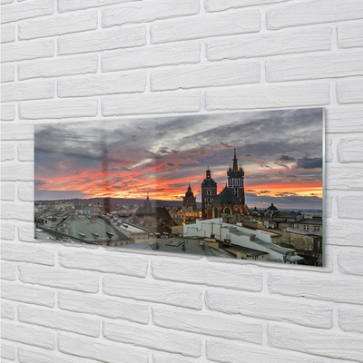 Glas bild Krakow solnedgång panorama