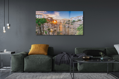 Glastavla foto Spanien Bridge solnedgång