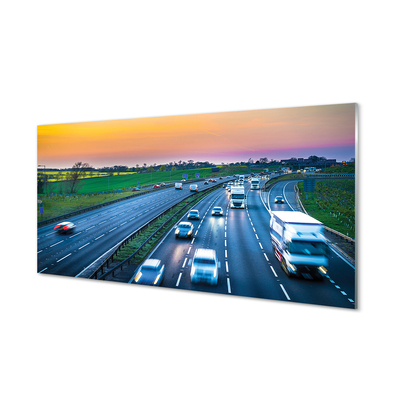 Fototryck på glas Highway sky bilar